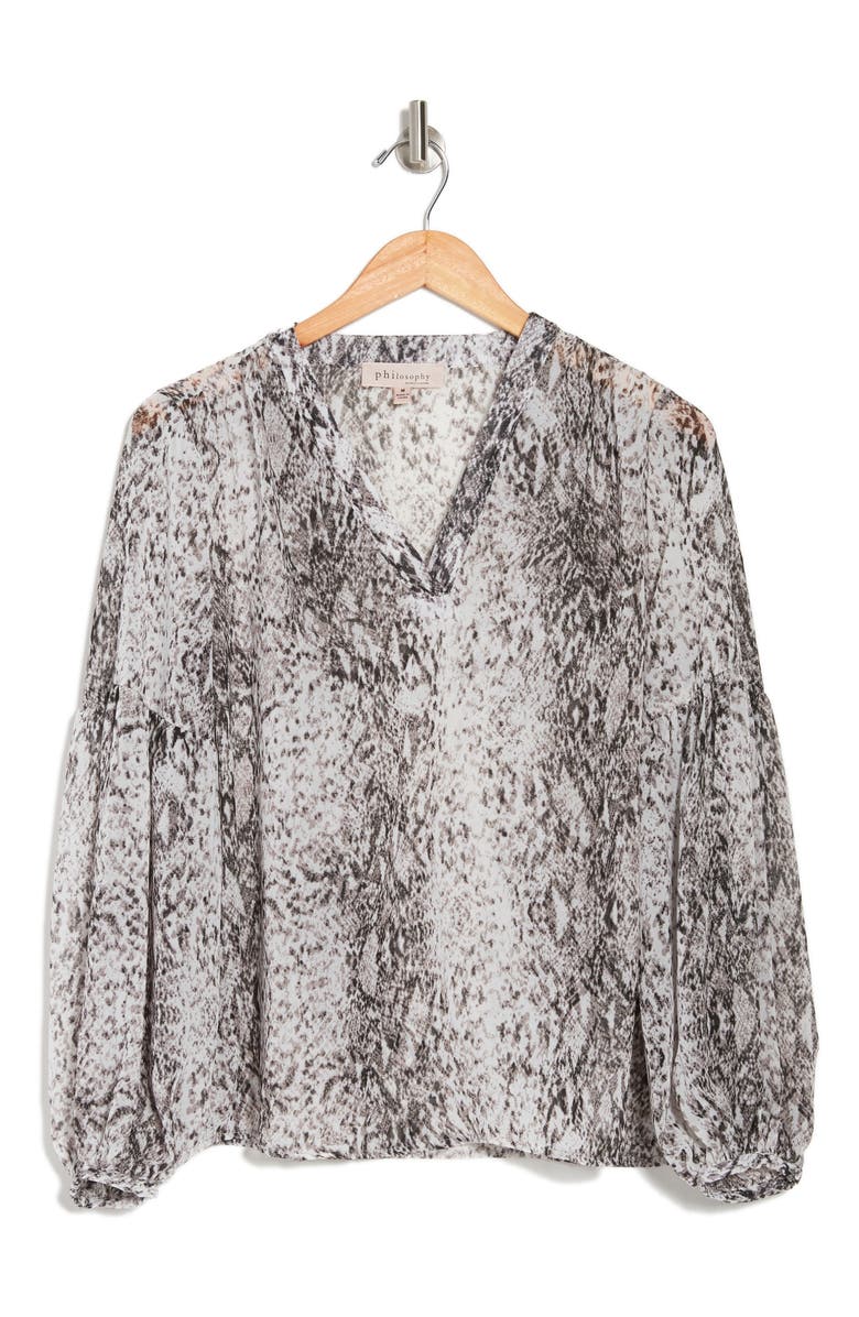 PHILOSOPHY BY RPUBLIC CLOTHING philosophy Snakeskin Print V-Neck Blouse, Alternate, color,