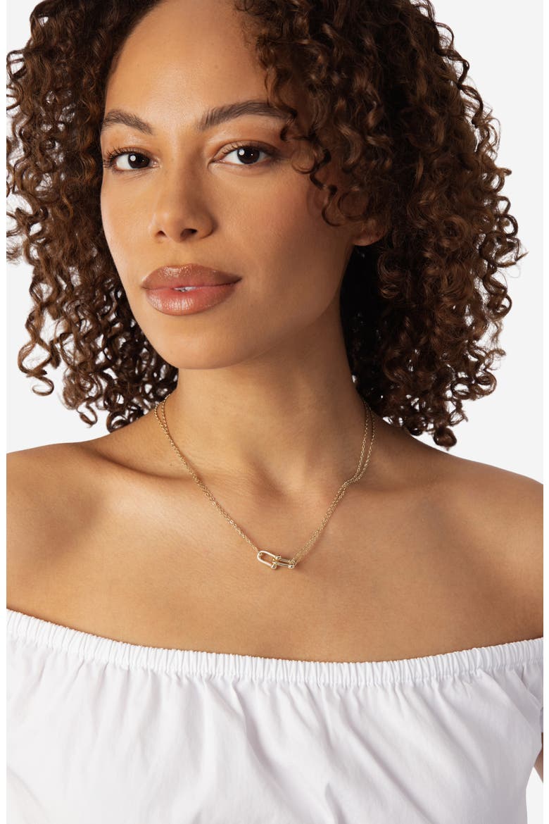 Double Chain Interlocking Link Necklace, Alternate, color, GOLD