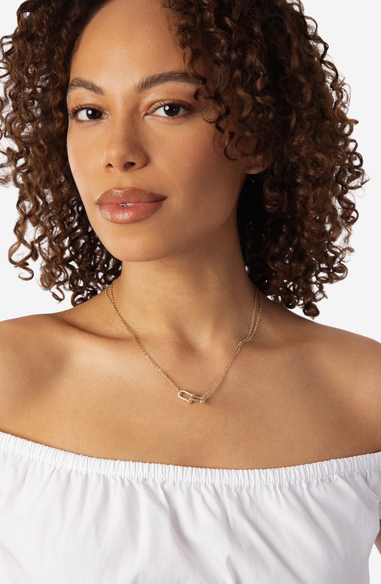 ATHRA LUXE Double Chain Interlocking Link Necklace, Alternate, color, Gold