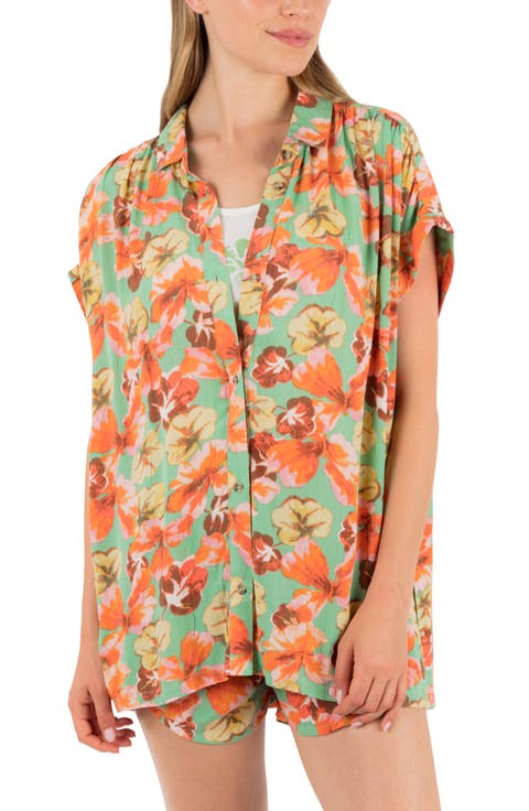 Ginko Clouds Floral Button-Up Shirt