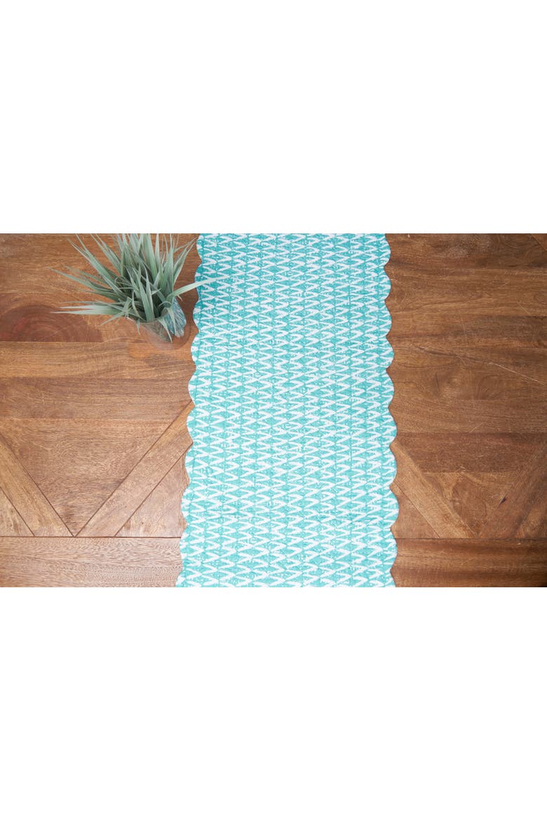 Surfside Sound Cotton Table Runner 14" x 51" - Nautical Beach, Alternate, color, Blue
