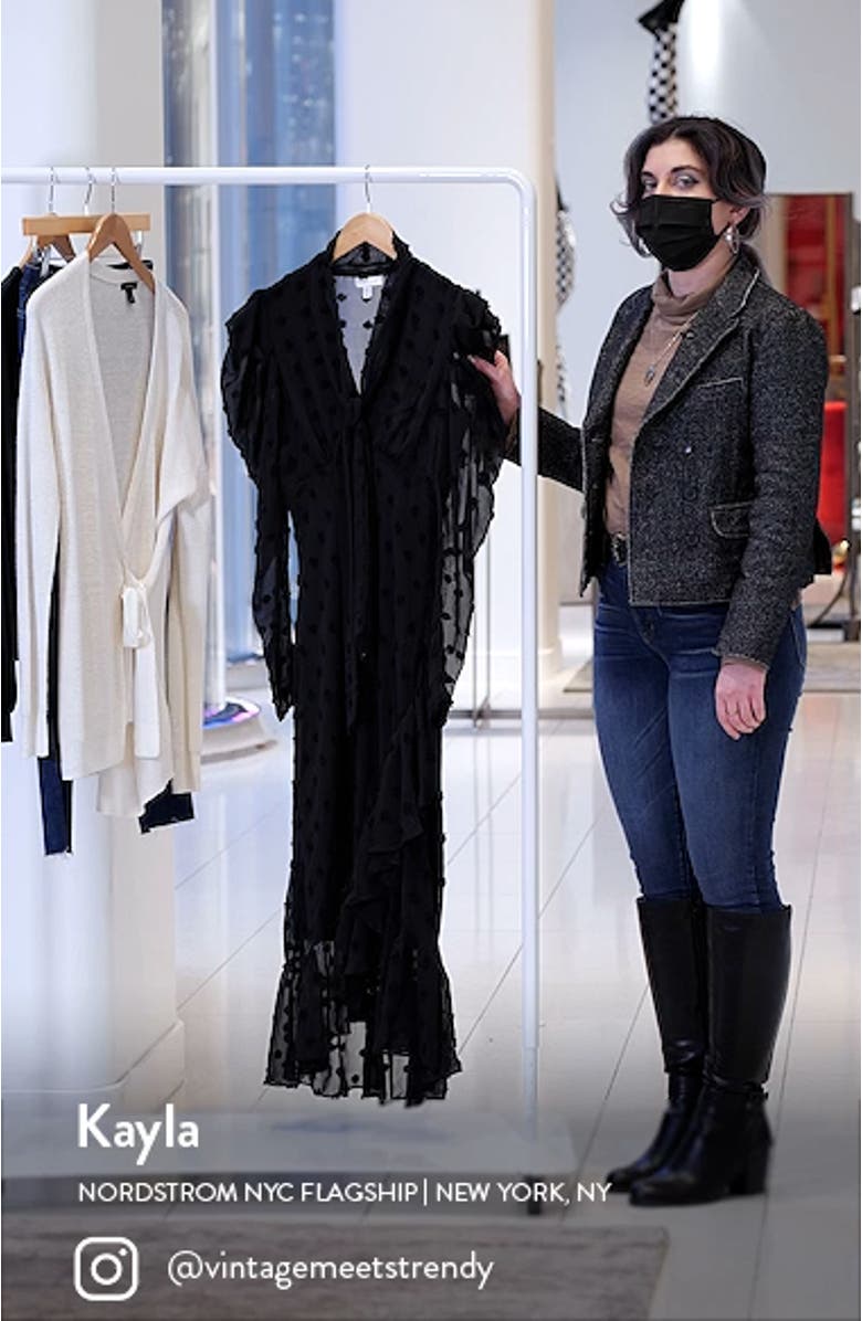 Premium Dobby Spot Long Sleeve Midi Dress, sales video thumbnail