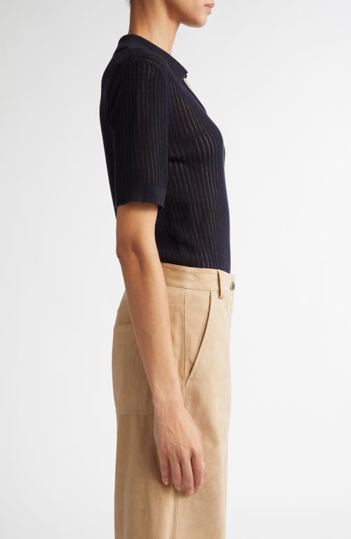 Max Mara Studio Egrege Silk & Wool Rib Sweater In Navy