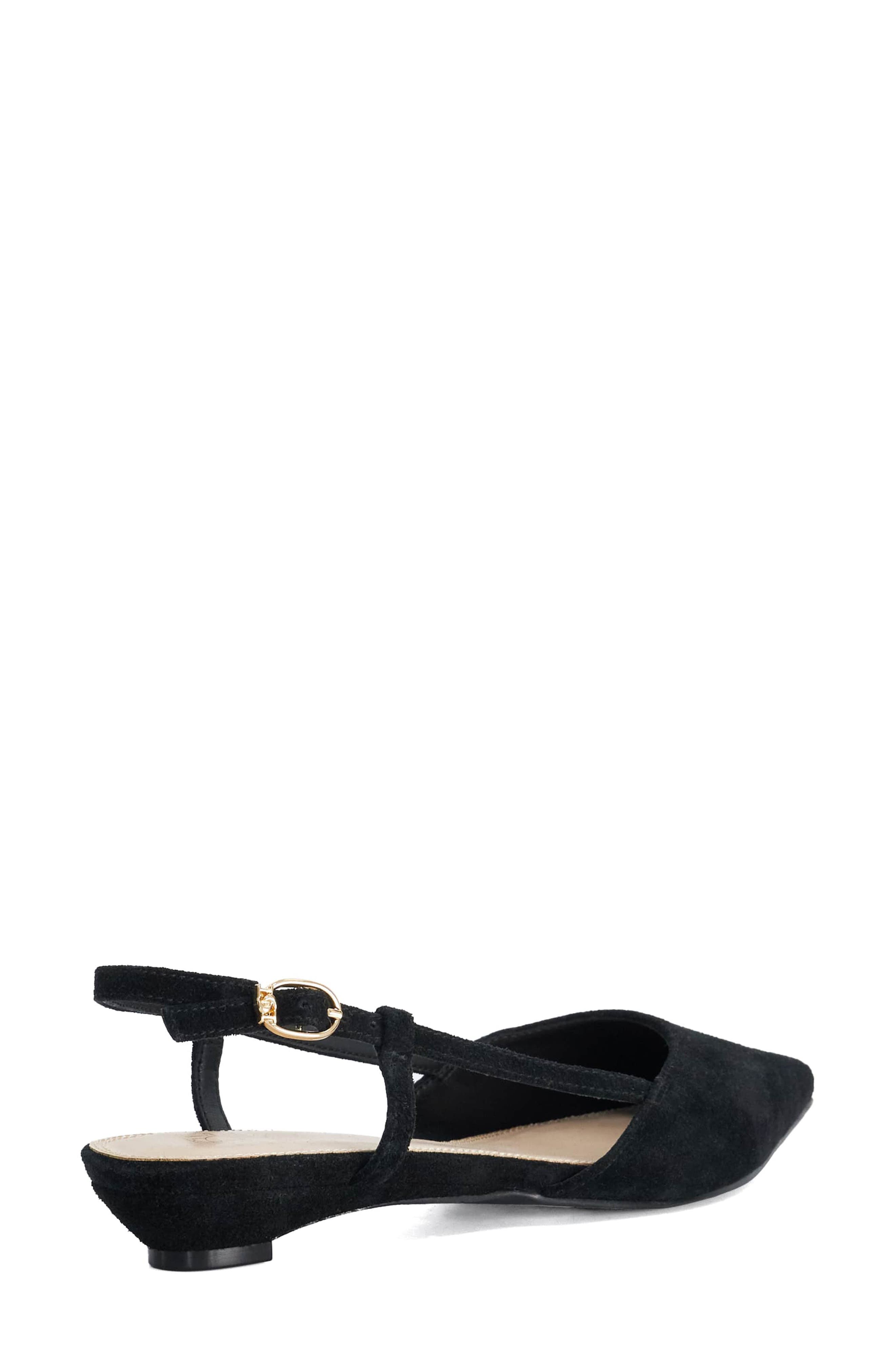 Dune London Homie Pointed Toe Leather Slingback Pump, Alternate, color, Black
