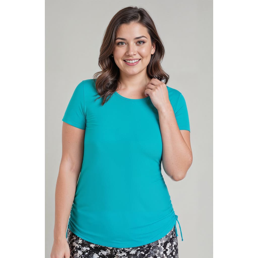 Calypsa Short Sleeve Adele Swim Top In Blue