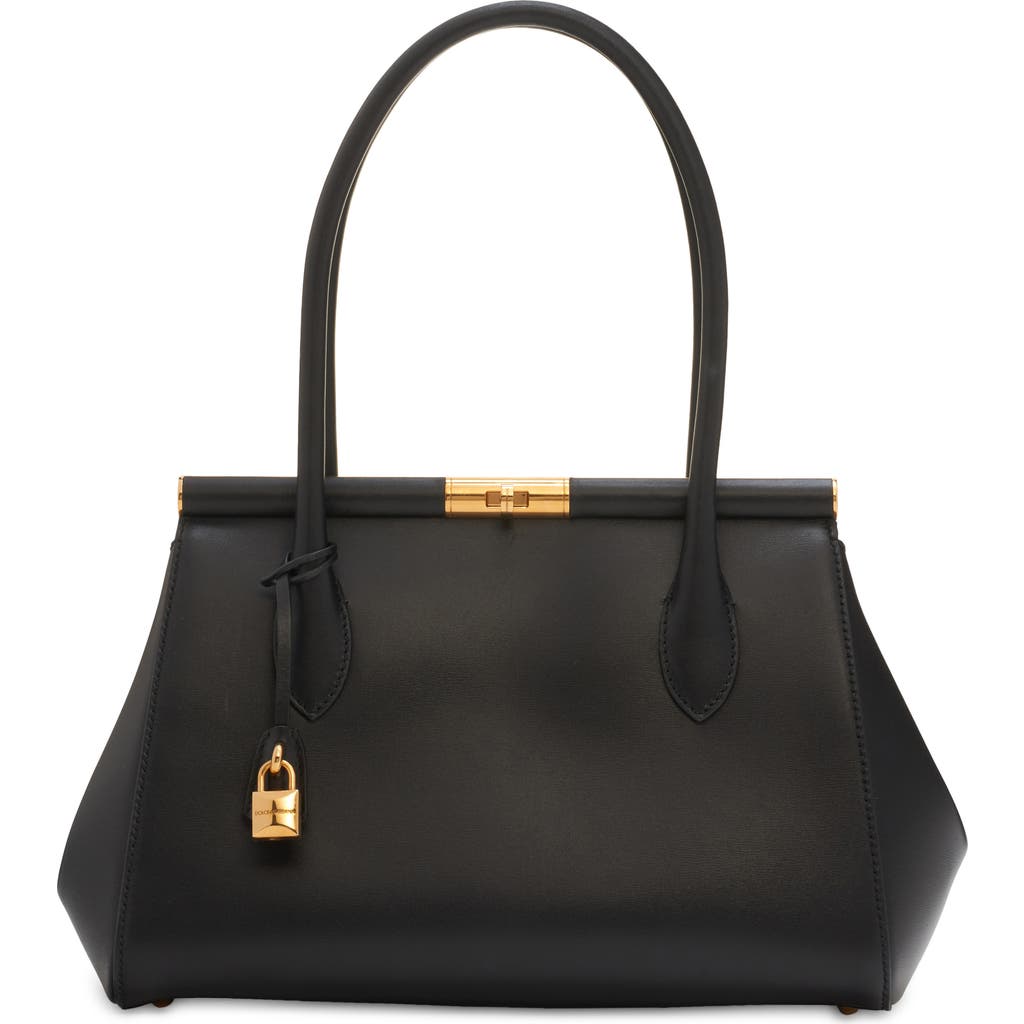 Dolce & Gabbana Small Marlene Palmellato Leather Bag In Black
