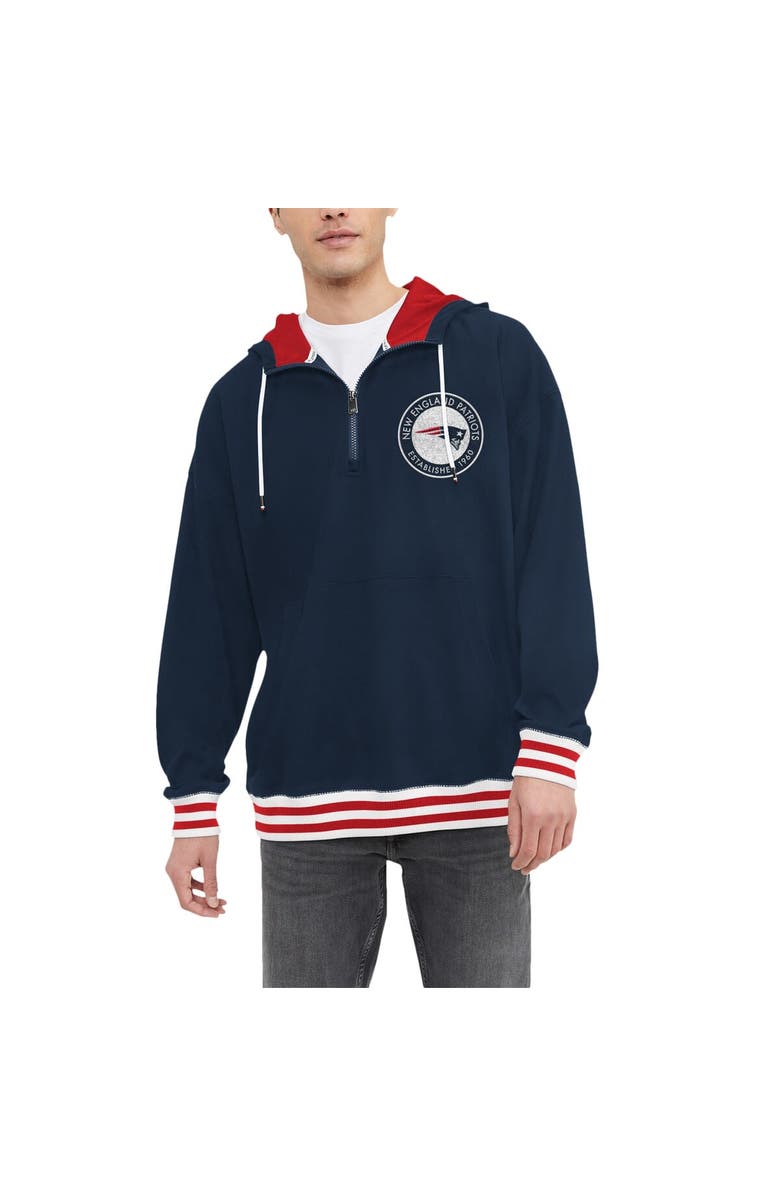 Tommy Hilfiger Men's Tommy Hilfiger Navy New England Patriots Aaron Quarter-Zip Hoodie, Main, color, Navy