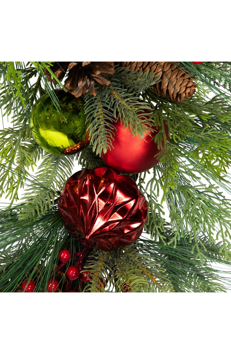 Northlight Real Touch Berries, Pinecones and Ornaments Artificial Christmas Wreath - 36" - Unlit, Alternate, color, Green