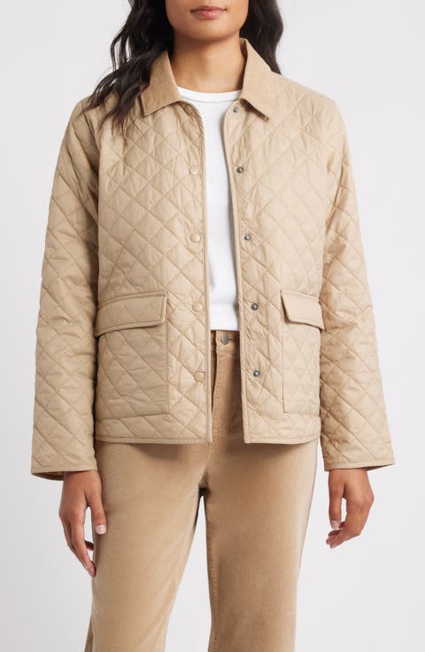 Corduroy Collar Quilted Jacket (Regular & Petite)