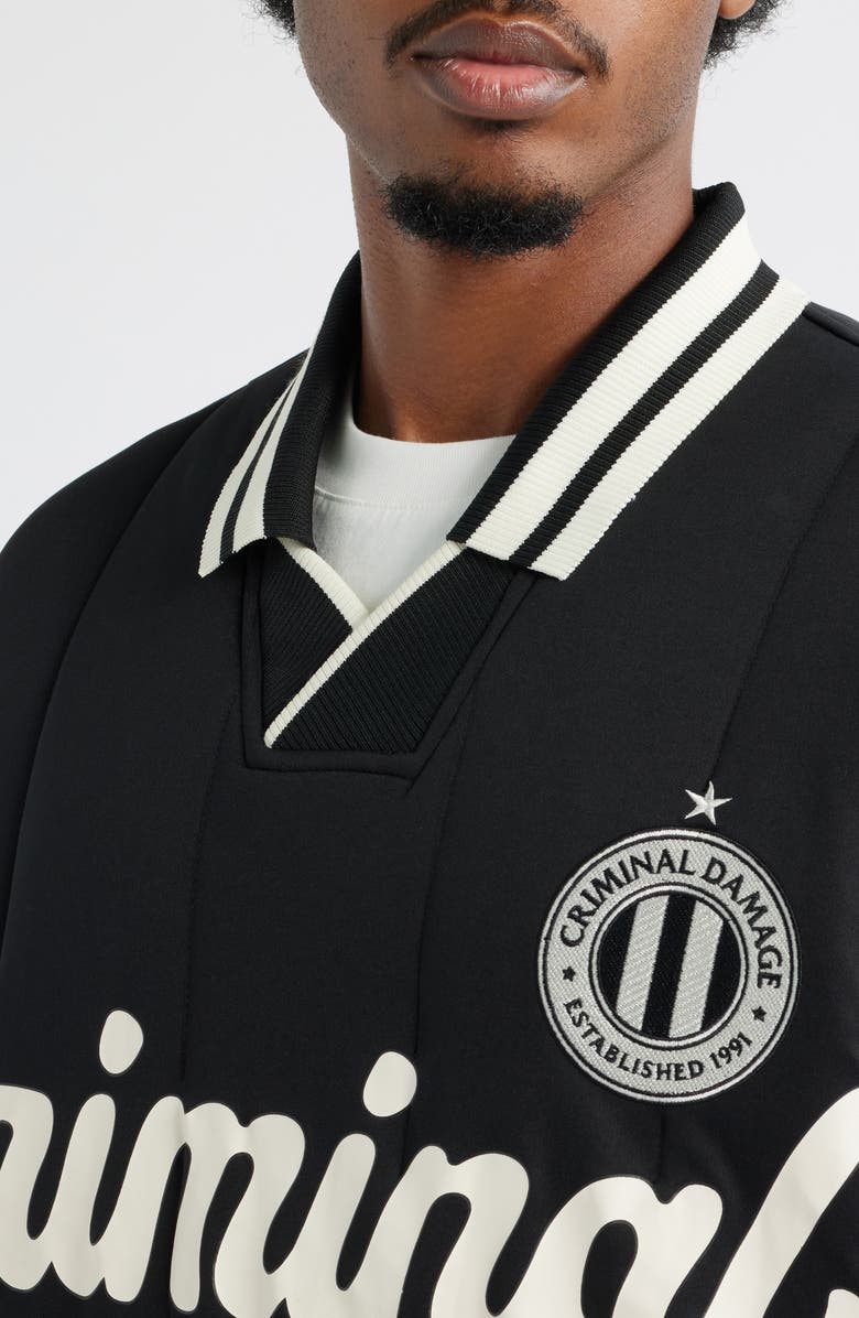 CRIMINAL DAMAGE Howard Football Jersey, Alternate, color, Black/ Ecru
