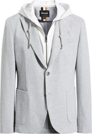 BOSS Hanry Slim Fit Cotton Blend Sport Coat with Removable Hoodie Bib