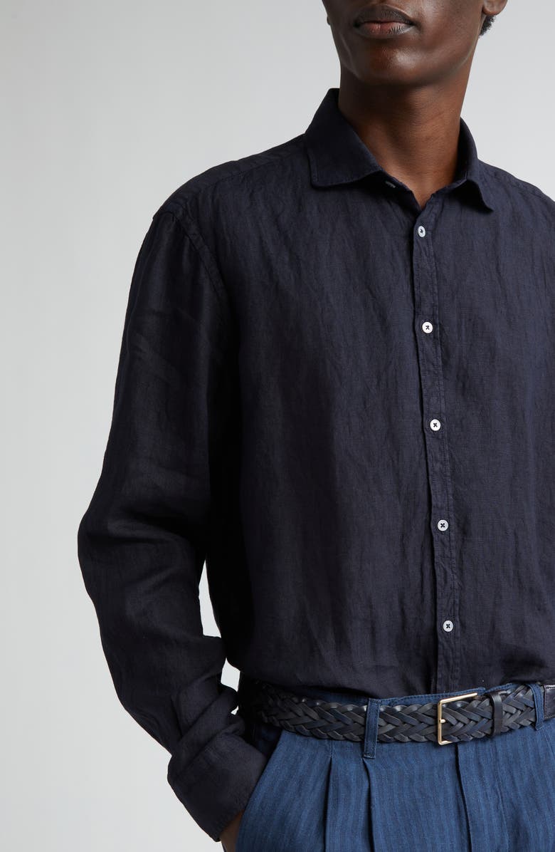 Massimo Alba Canary Linen Button-Up Shirt, Alternate, color, U501 Blu