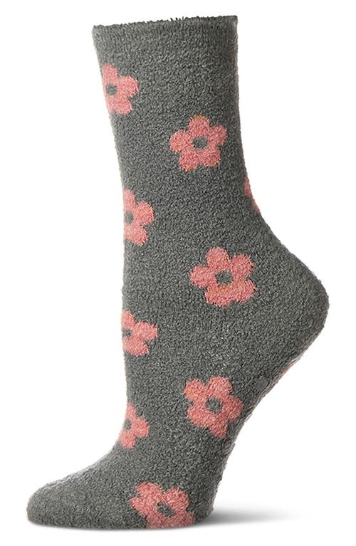 Memoi Daisies Lavender Infused Crew Socks In Gray