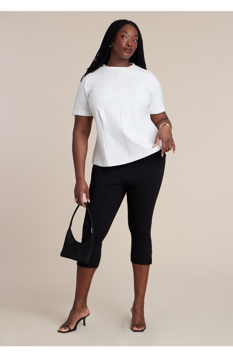 ELOQUII Seamed Flared Top, Alternate, color, Jet Stream