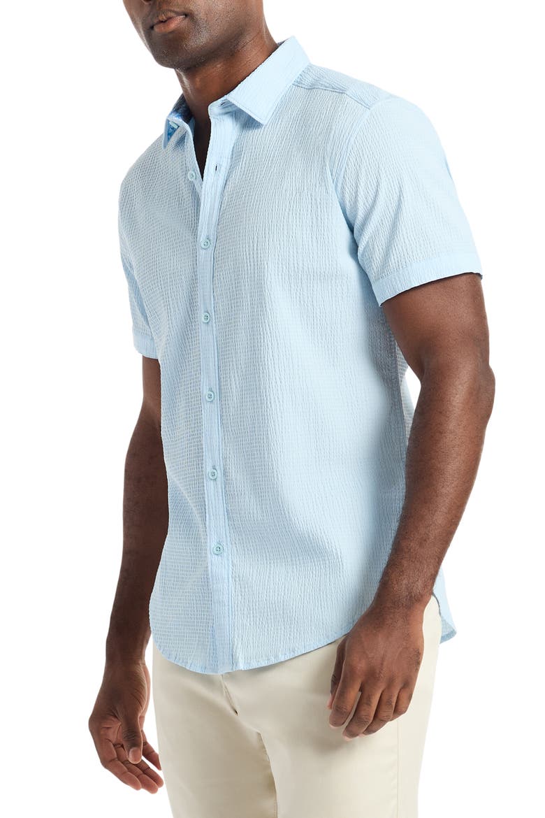 Harbor Short Sleeve Stretch Cotton Button-Up Shirt, Alternate, color, LIGHT BLUE