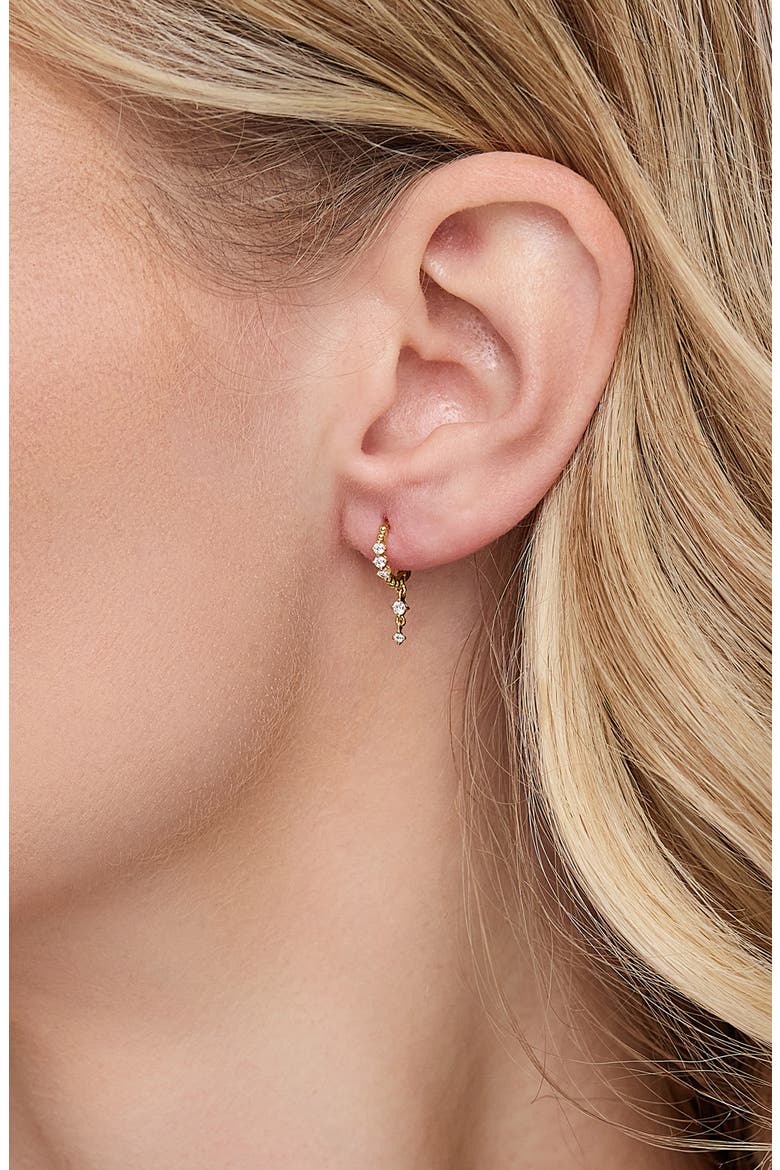 Mykonos Diamond Huggie Hoop Earrings, Alternate, color, 18K YELLOW GOLD