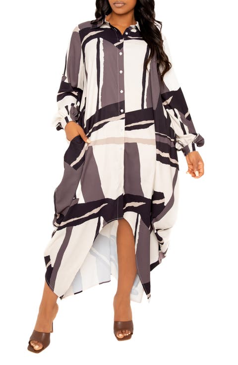 Drape Maxi Shirtdress (Plus)