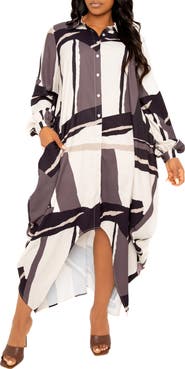 BUXOM COUTURE Drape Maxi Shirtdress