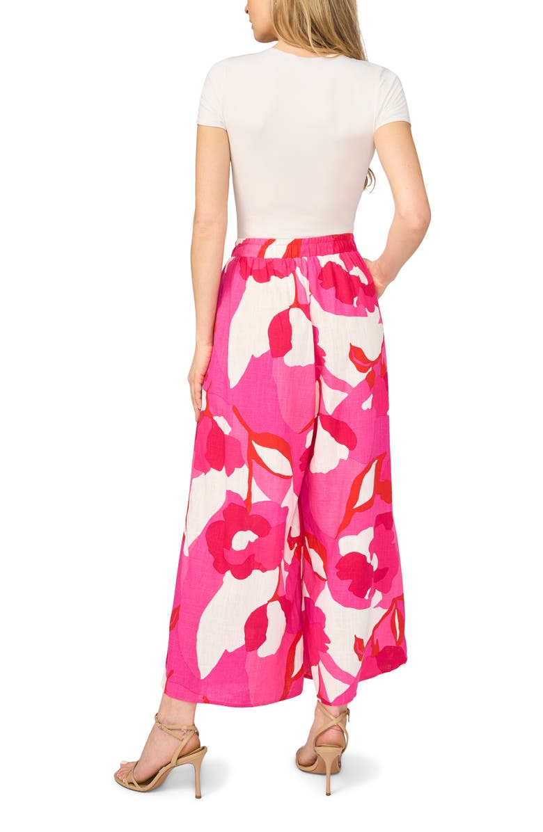 Vince Camuto Crop Linen Blend Pants, Alternate, color, New Ivory Poppy Print