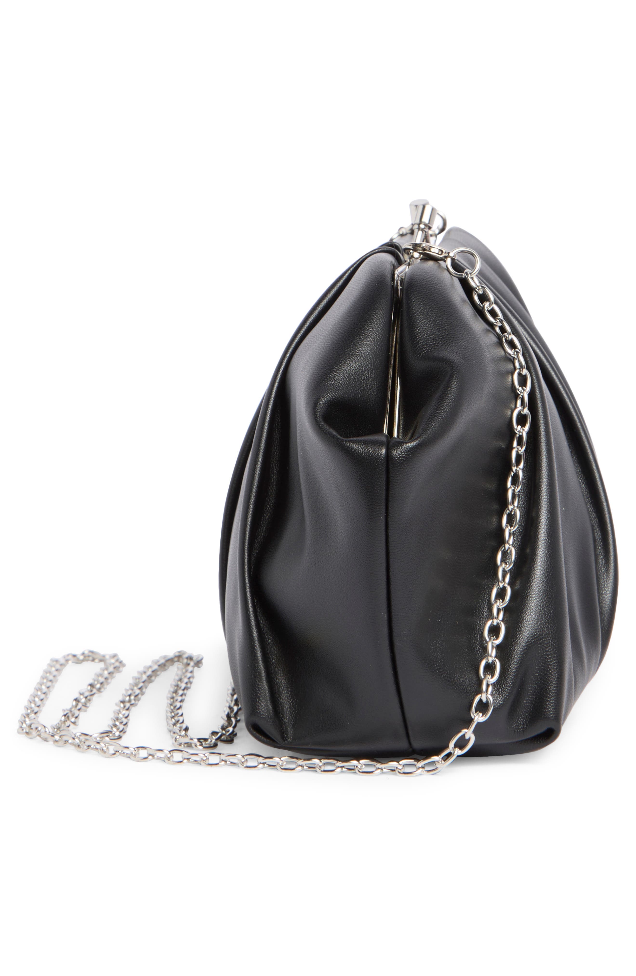 BCBG Pleated Frame Clutch, Alternate, color, Black