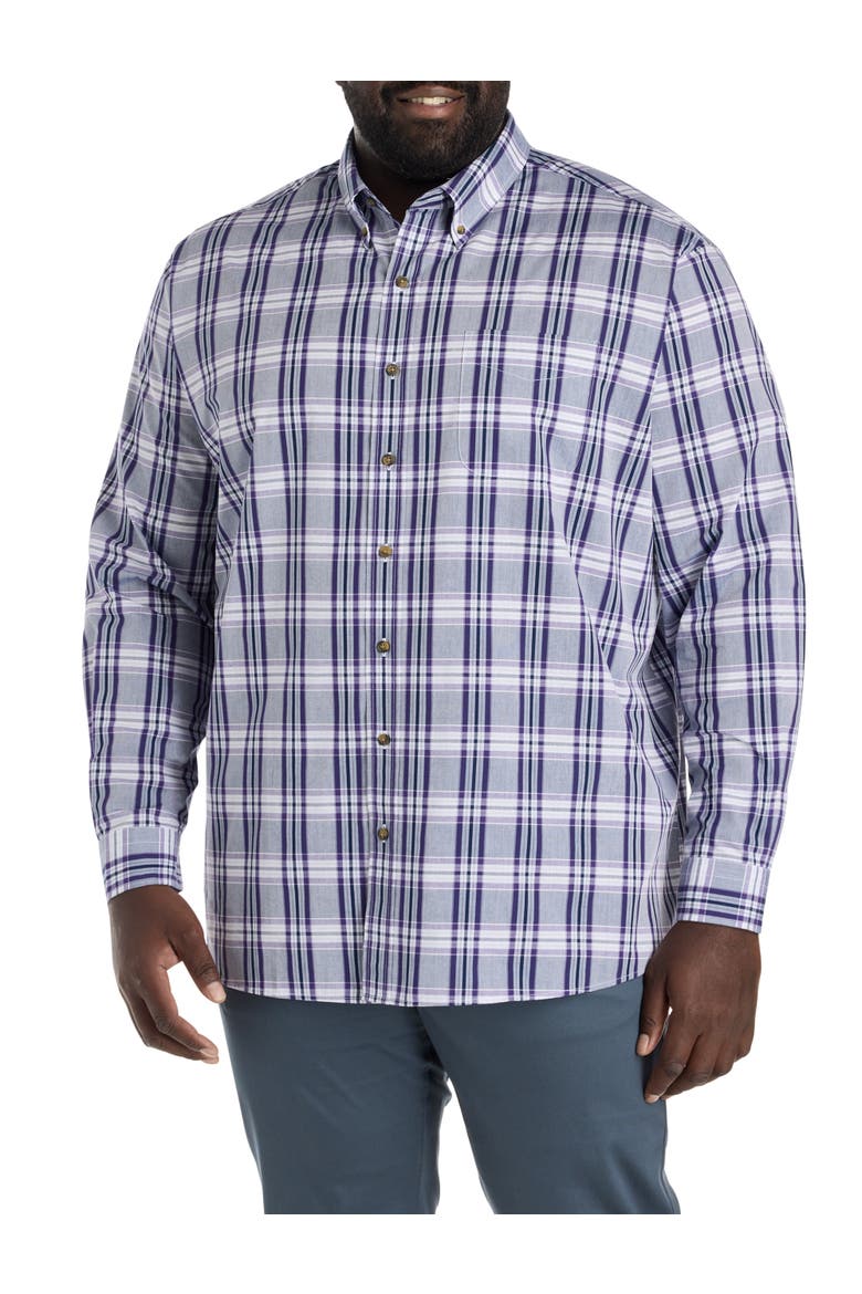 Big & Tall Easy-Care Medium Plaid Sport Shirt V2, Alternate, color, MULTI
