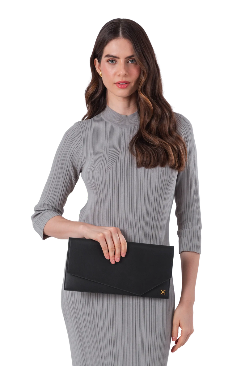 Esthera 1AM Leather Envelope Bag, Alternate, color, Black