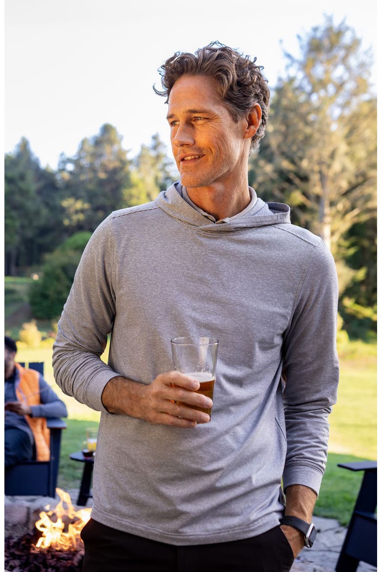Performance Stretch Hoodie, Alternate, color, TOUR BLUE HEATHER/ WHITE