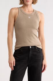 Off-White Fitted Ribbed Crop Tank