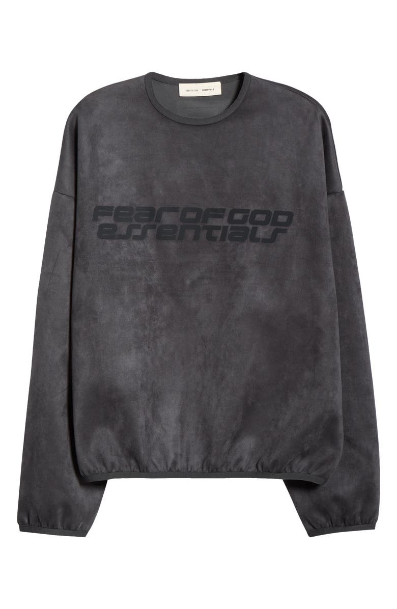 Fear of God Essentials Modern Sueded Fleece Logo Graphic Sweatshirt, Main, color, Iron Grey