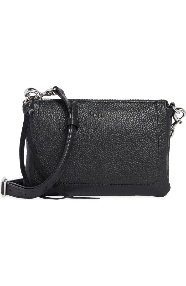 AIMEE Madrid Leather Crossbody Bag, Main, color, Black/Black