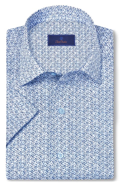 Abstract Print Lyocell Short Sleeve Shirt