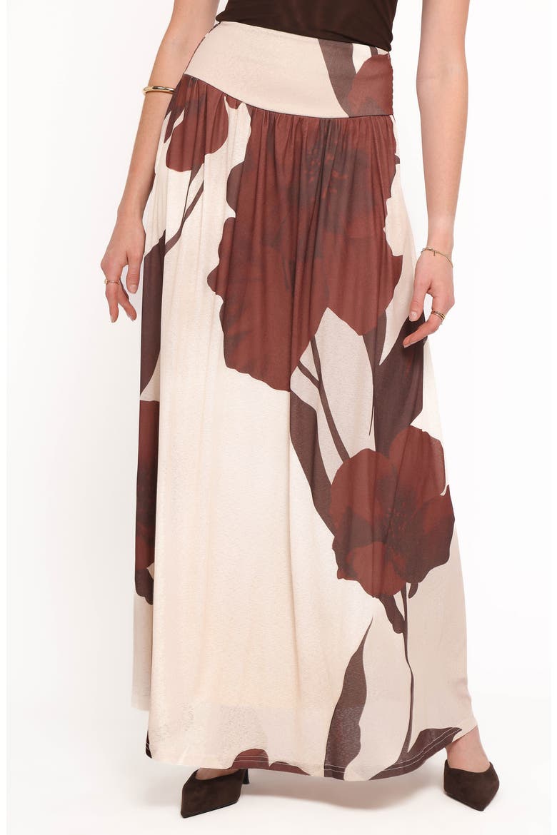 Cascade Print Maxi Skirt, Alternate, color, CREAM BROWN FLORAL
