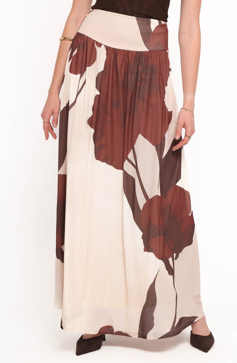 Petal & Pup Cascade Print Maxi Skirt, Alternate, color, Cream Brown Floral