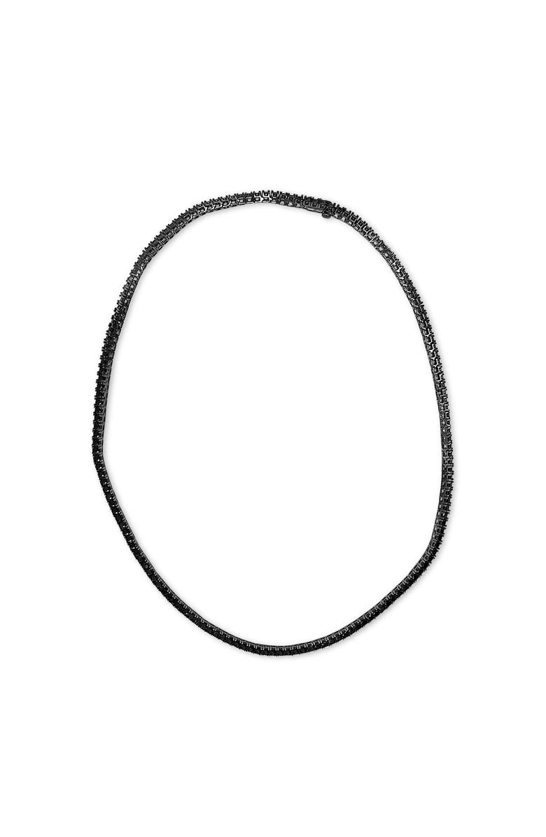 Haus of Brilliance Men's Sterling Silver Black Onyx Tennis Necklace, Alternate, color, Silver