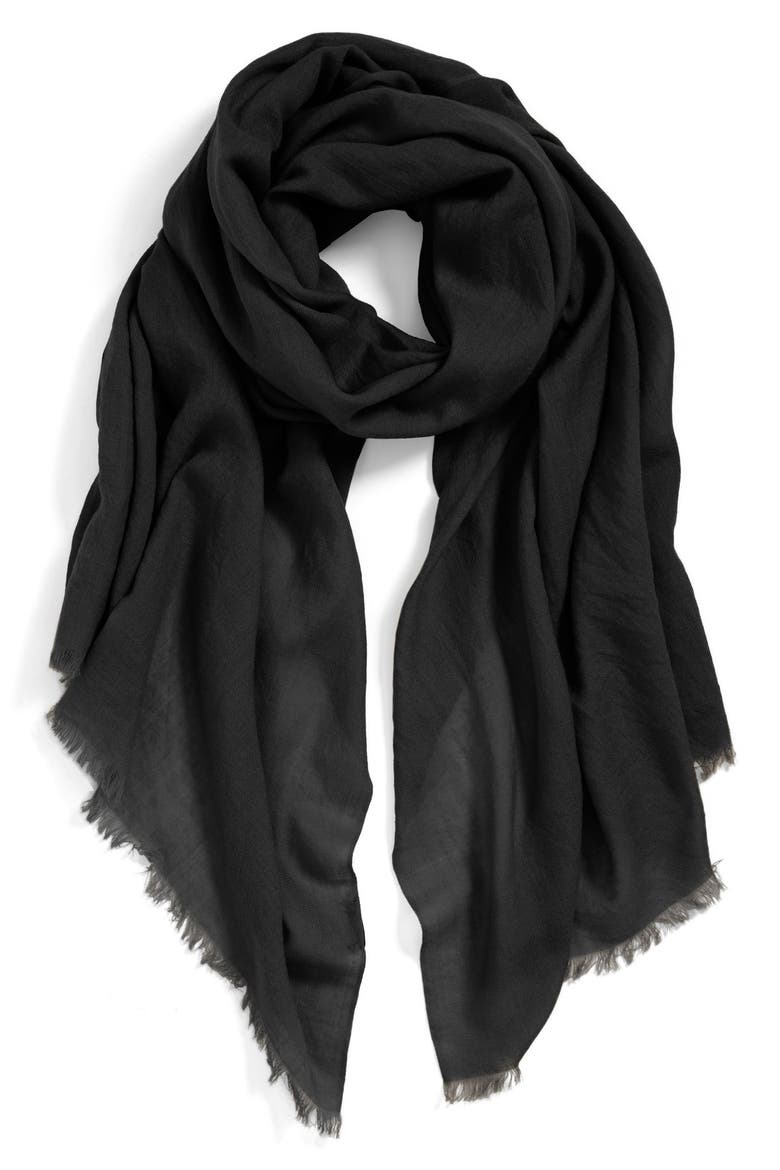 Solid Wool Wrap, Main, color, BLACK
