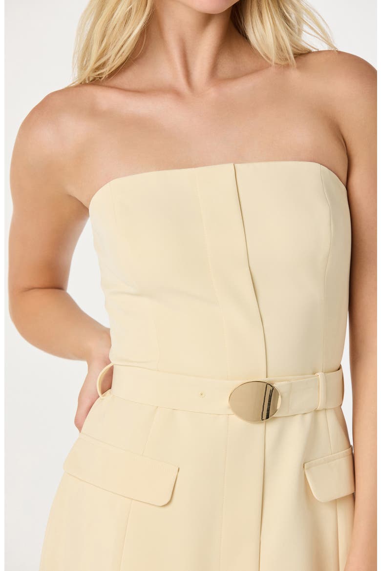 astr the label pliss strapless midi dress Reiona Strapless Pleated Midi Dress