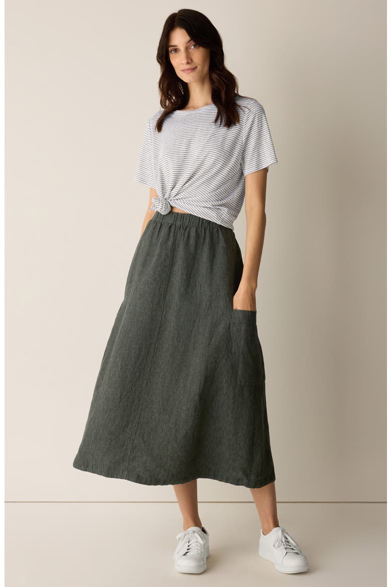 Organic Linen Cargo Skirt, Alternate, color, BAYLEAF