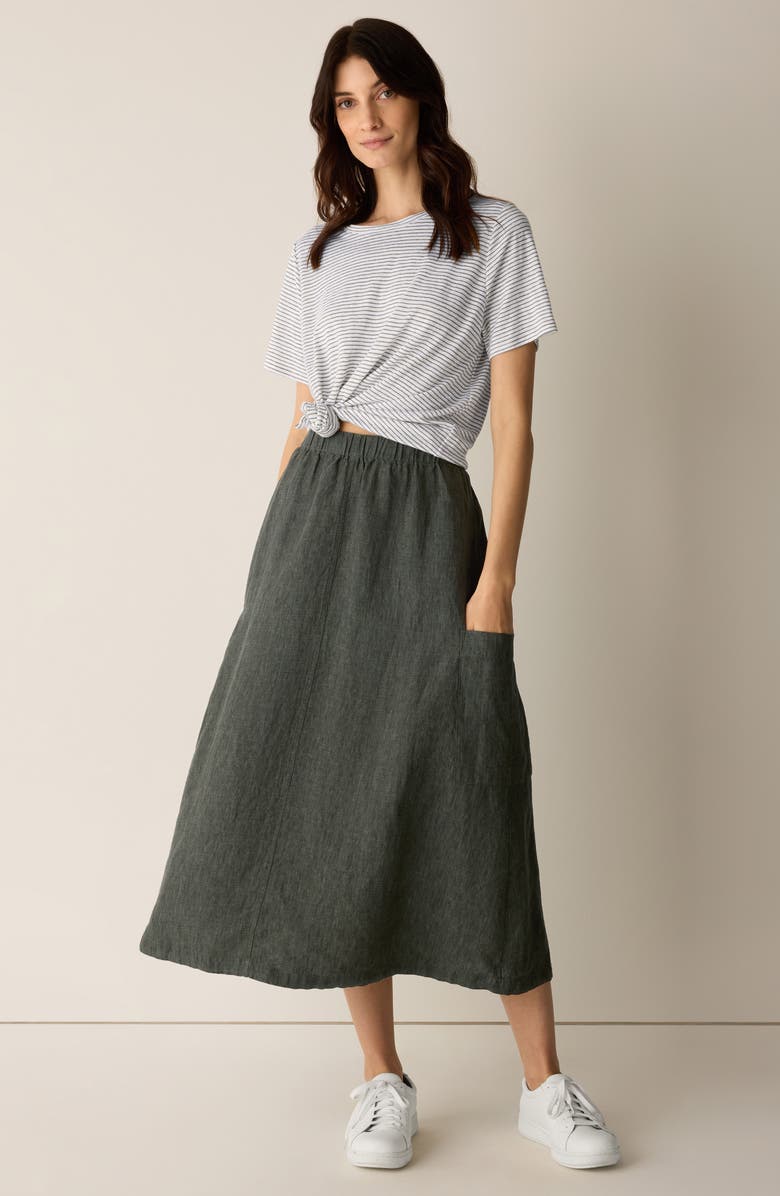 Eileen Fisher Organic Linen Cargo Skirt, Alternate, color, Bayleaf