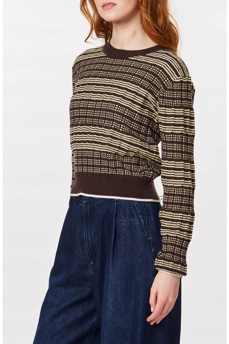 Crewneck Crop Pullover, Alternate, color, SEAL BROWN/ REED YELLOW