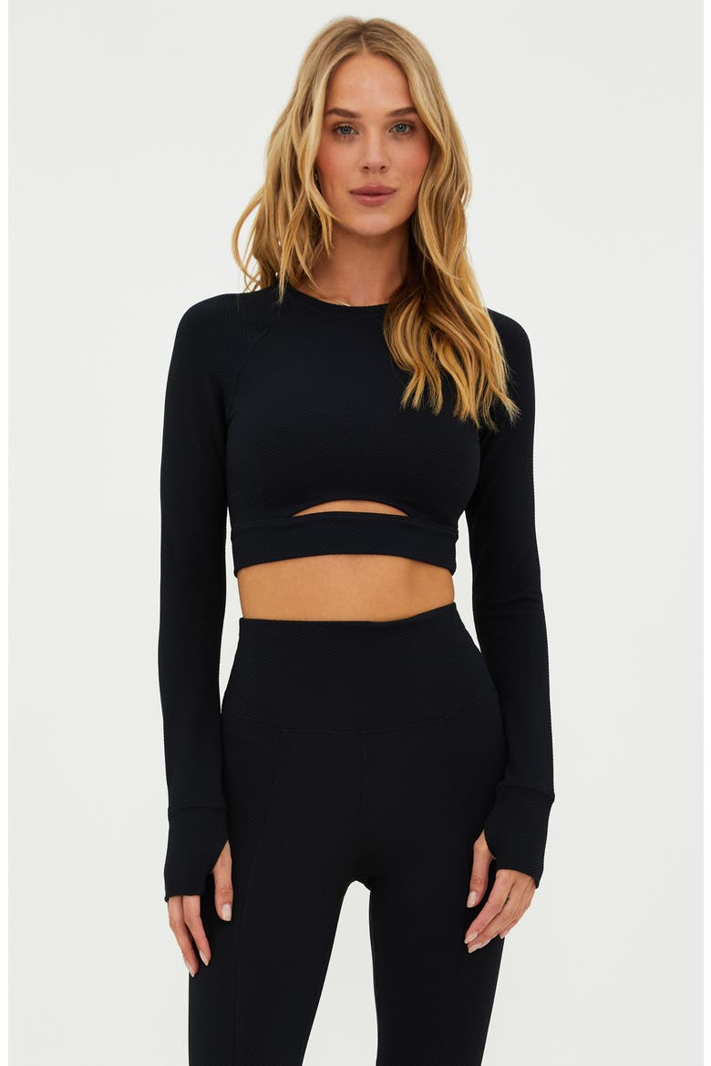 Francine Crop Top, Alternate, color, BLACK WAFF