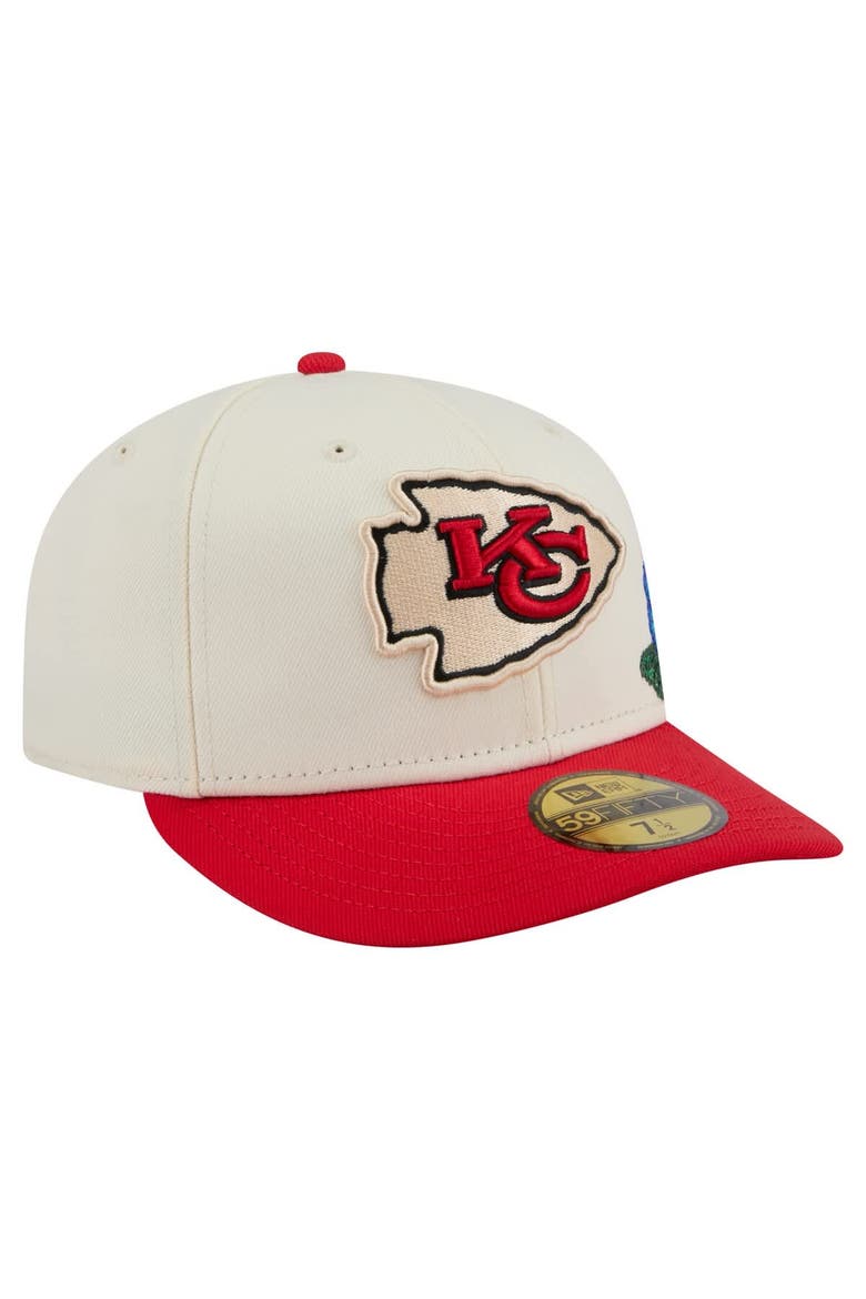 Men's New Era Cream/Red Kansas City Chiefs Tonal Floral 59FIFTY Fitted Hat, Alternate, color, Cream