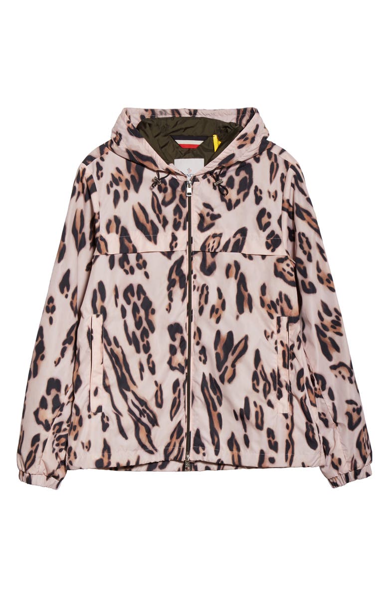 Moncler Genius 2 Moncler 1952 Jau Leopard Print Hooded Nylon Jacket, Alternate, color, 