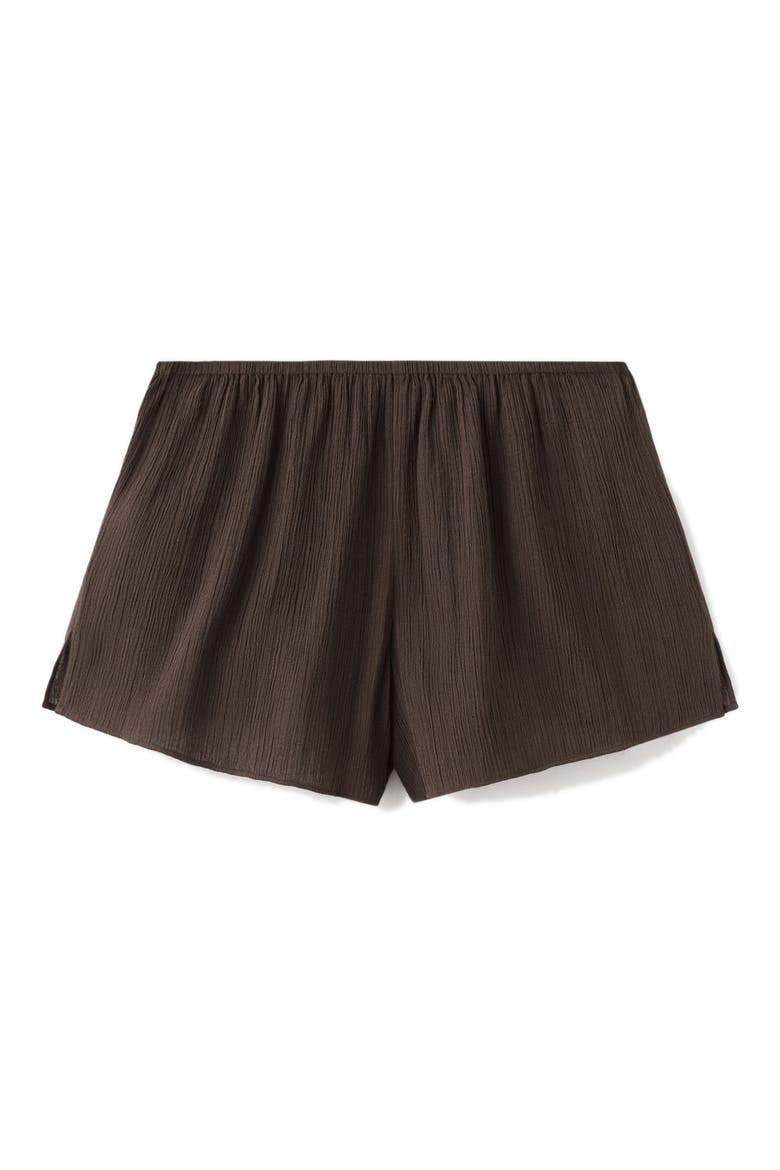 Flowy Cotton Gauze Shorts, Main, color, CHOCOLATE