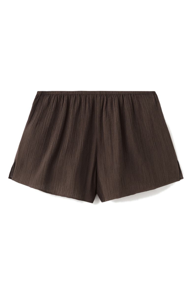 MANGO Flowy Cotton Gauze Shorts, Main, color, Chocolate