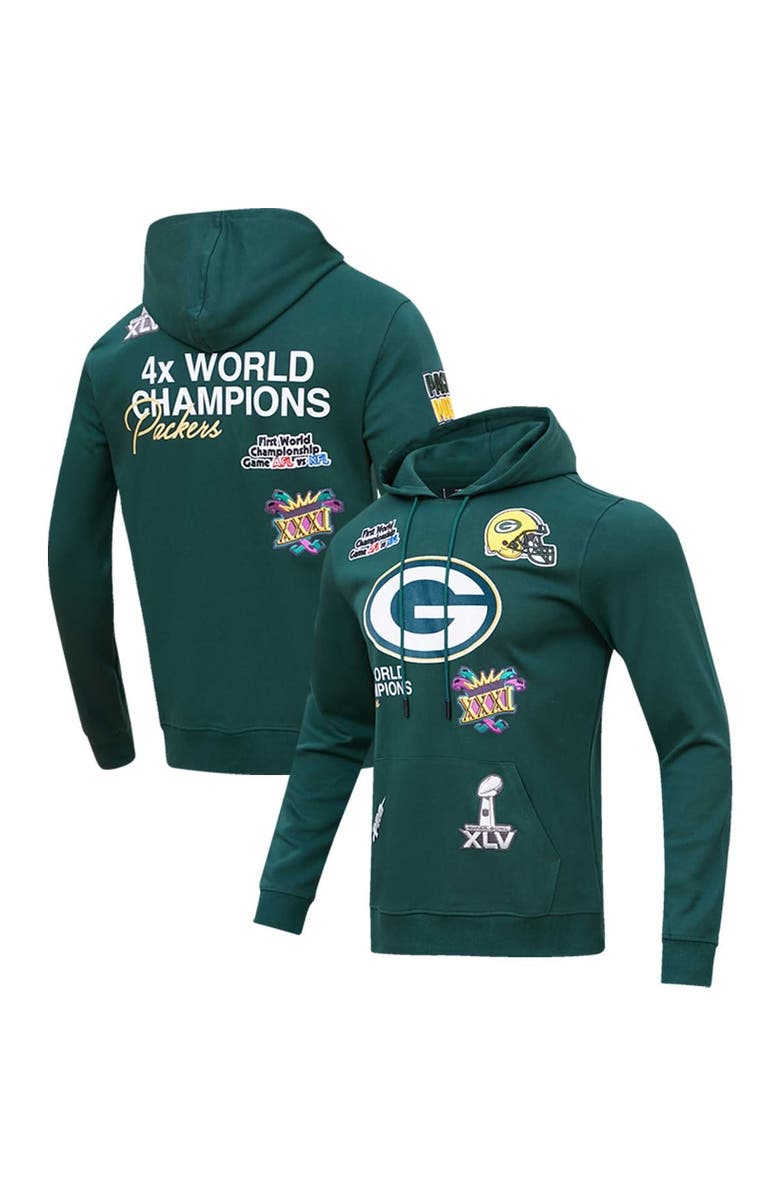 PRO STANDARD Men's Pro Standard Green Green Bay Packers 4x Super Bowl Champions Pullover Hoodie, Main, color, Green