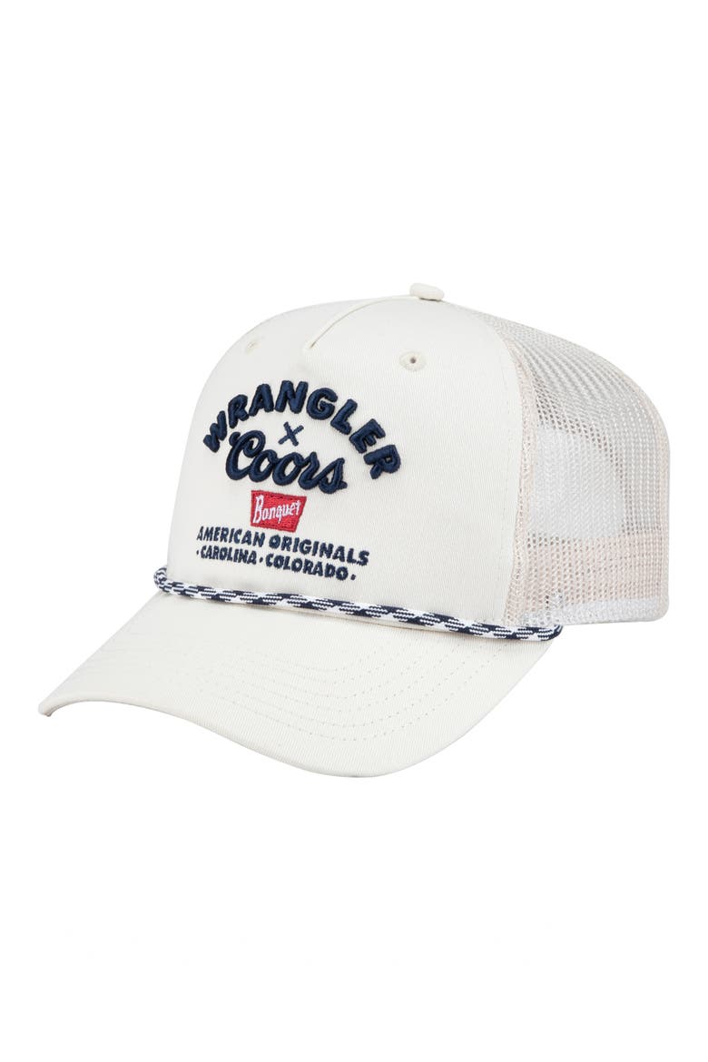 Embroidered Trucker Hat, Main, color, IVORY