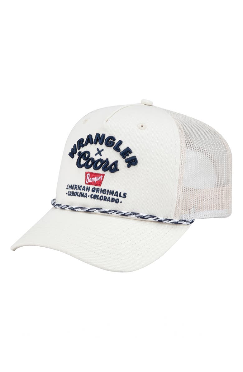 San Diego Hat Embroidered Trucker Hat, Main, color, Ivory