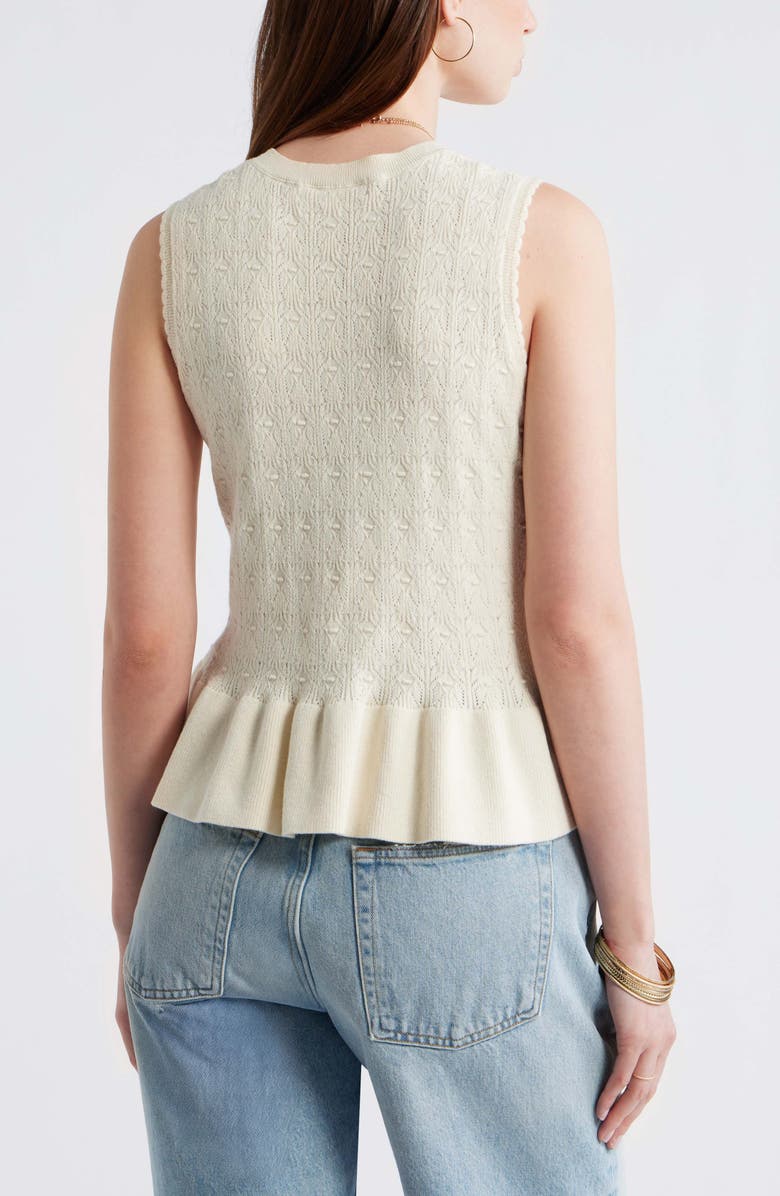 Treasure & Bond Pointelle Peplum Sleeveless Sweater, Alternate, color, Ivory Dove