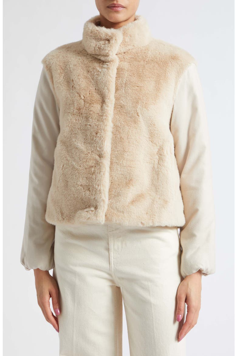 Faux Fur Mixed Media Jacket, Main, color, 1985 CHANTILLY