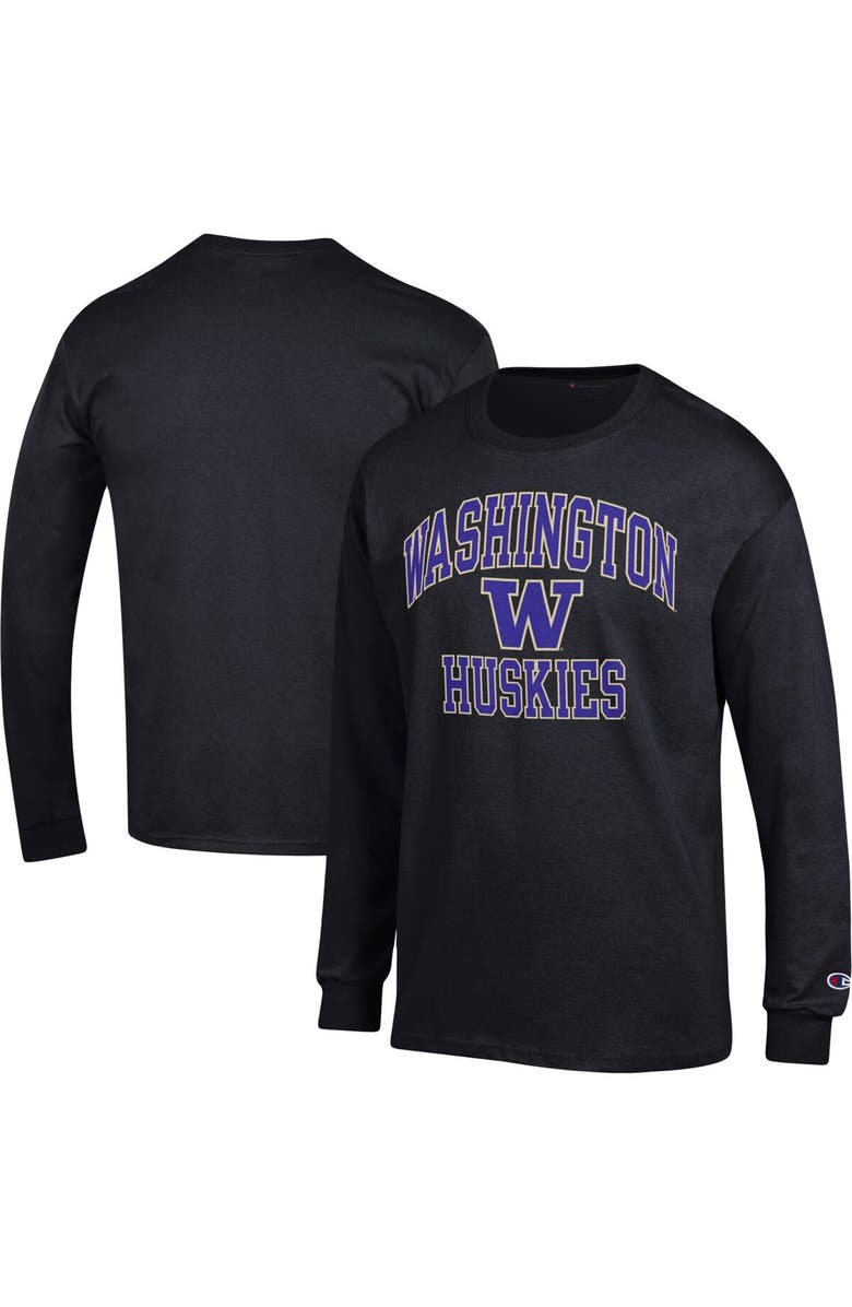 Champion Men's Champion Black Washington Huskies High Motor Long Sleeve T-Shirt, Main, color, Black